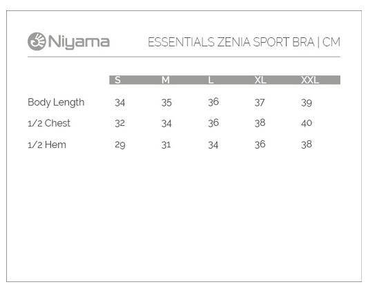 Velikostní tabulka Zenia bra